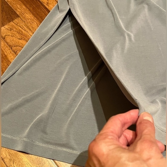 Woman's Gray Wrinkle Resistant Maxi Skirt Side Slits Super Comfortable Top Avail - Picture 2 of 8
